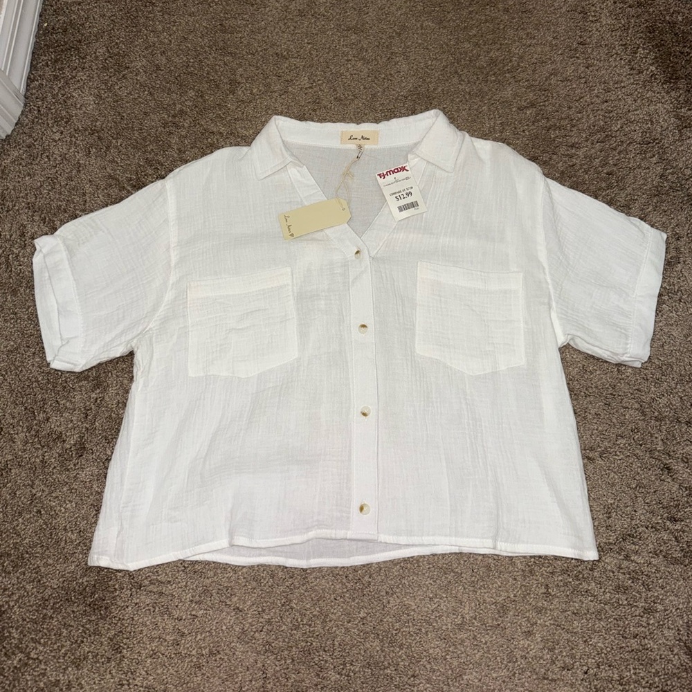 Knox Rose White Button-Down Gauze Shirt